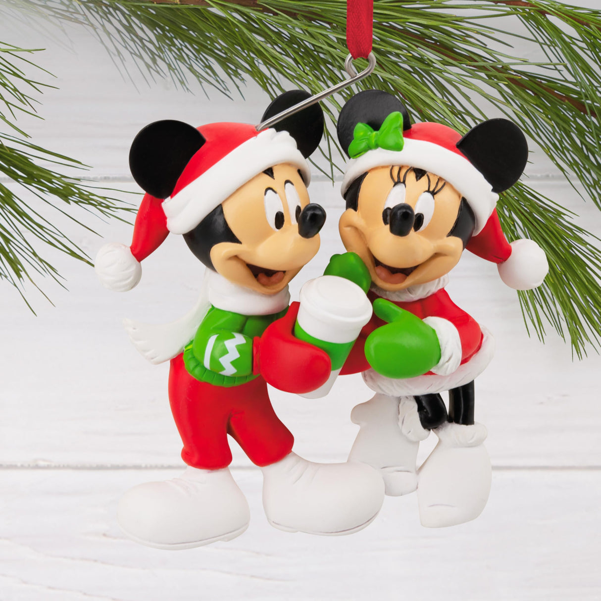 Hallmark Disney Mickey and Minnie Sharing Cocoa Christmas Ornament, Gifts for Disney Fans Hallmark