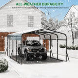 Hipicute 12' x 20' x 8.5' Heavy Duty Metal Carport with Galvanized Steel Roof, Steel Carport Kits Outdoor with Metal Roof, Galvanized Car Shelter for Tractors, Pickup, Boat, Car Hipicute