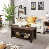 Yaheetech Lift Top Coffee Table with Hidden Storage Compartment & Seperated Lower Shelf, Lift Up Coffee Table, Rising Tabletop Dining Table for Living Room, 41in L, Espresso Yaheetech
