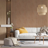 Yun-aeon Natural Wood Peel and Stick Wallpaper Wood Slats - 17.3"x 160" Tan Self-Adhesive Waterproof Vinyl Removable Wall Paper for Wall Decor Bedroom Yun-aeon
