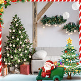 36 Pcs Wooden Christmas Ornament 2.8 to 3.2 Inch Craft Wood Kit Natural Wood Slices with Natural Beads Round Wood Beads and Black and White Bow for Arts and Crafts Christmas Ornaments (Classic Style) Sawysine