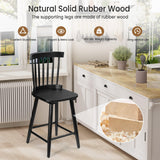 Unovivy 24" Windsor Wooden Bar Stools Set of 4, Farmhouse Counter Height Barstool with Spindle Back, Widen Seat, Modern Mid-Century Country Style, for Kitchen Island Dining Room, Black Unovivy