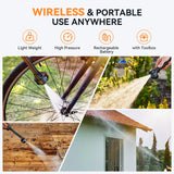 Cordless Pressure Washer, 1080 PSI 2.5 GPM Brushless Portable Pressure Washer with 6 in 1 Nozzles, 4.0Ah Rechargeable Battery, Power Washer for Cars, Fences, Driveways, Home, Patios Andeman