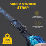Durable Hammock 400 lb Capacity, Nylon Camping Hammock Chair - Double or Single Sizes w/Tree Straps and Attached Carry Bag - Portable for Travel/Backpacking/Beach/Backyard (Medium, Blue & Light Blue) SEWANTA