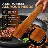 Handmade Wooden Cooking Utensils, Premium Natural Teak Wood Turner Set for Any Cookware, Long Handle Nonstick Spatula for Kitchen Use, Set of 4 AIUHI