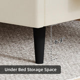 HOMBCK King Size Bed Frame with Headboard, Linen Fabric Upholstered Platform Bed Frame, Button Tufted Bed Frame King, Wooden Slat Support, No Box Spring Needed, Easy Assembly, Cream HOMBCK