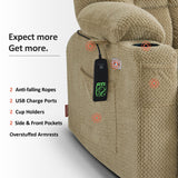 MCombo Oversized Power Lift Recliner Chair for Elderly, Dual Motor Lift Chair with Heat and Massage, Lay Flat Lift Chair for Big and Tall, Cup Holders, Fabric R7891 (Oversize, Beige) MCombo