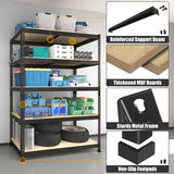 PrimeZone 40" W x 18" D x 71" H Heavy Duty Storage Shelves, 5 Tier Adjustable Garage Storage Shelving, Metal Shelving Unit Utility Rack Shelf for Warehouse Pantry Closet Kitchen, Black PrimeZone