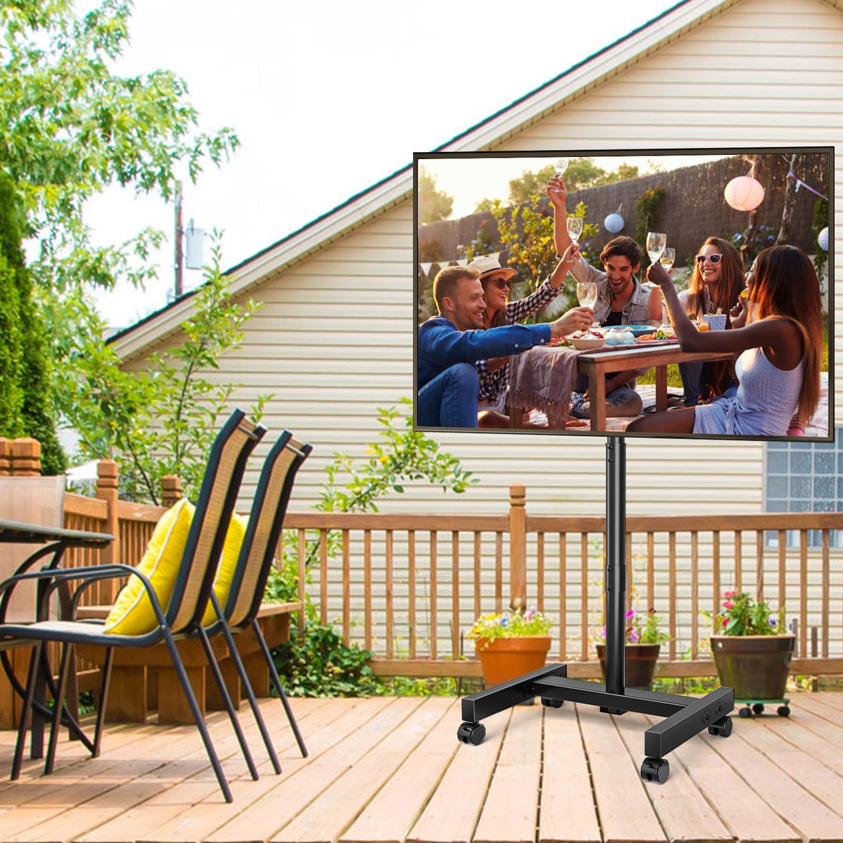 YOMT Mobile TV Cart Rolling TV Stand for 13-50 inch Screens, Tilting and Rotating Mount, Portrait to Landscape, Height Adjustable Portable TV Stand with Wheels Holds up to 44lbs Max VESA 200x200mm YOMT