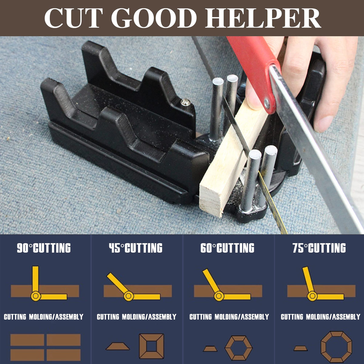 moonoom 2-in-1 Mitre Measuring Cutting Tool, Miter Saw Protractor Tool, Precise Mitre Angles Cutting Tool, Measuring Template Instrument Home Supplies moonoom
