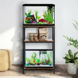 SwaaVee Aquarium Stand, 10 Gallon Fish Tank Stand with Storage, 3 Tier Metal Frame Cabinet Suitable for Fish Tank, Turtle Tank, Rustic Brown (10 Gallon) SwaaVee