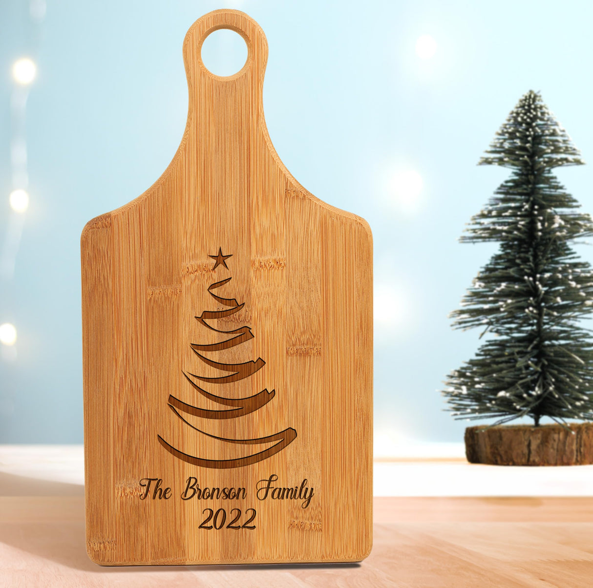 Personalized Cutting Board with Handle Customized Engraved Charcuterie Board Custom Gift for Wedding, Housewarming, Birthday Mom Gift (Bamboo) Generic