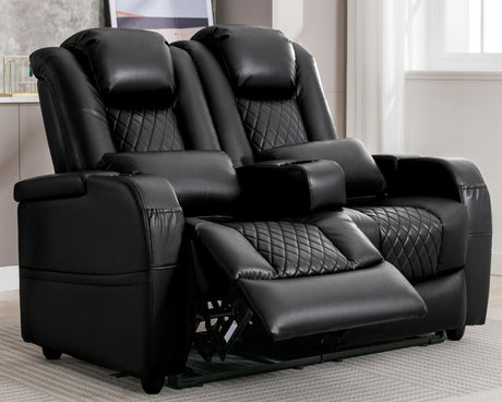 AZXZCS 57" RV Loveseat Recliner Sofa, Home Theater Seating with 3 Arms and 2 Pillows, Wall Hugger Recliners & 135° Reclining Couch (Black PU Leather Furniture) AZXZCS