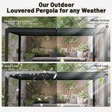 SHPAI 10’ x 16’ Louvered Pergola, Outdoor Pergola Aluminum Frame with Adjustable Rainproof Metal Roof, Permanent Sun Shade with Drainage System for Backyard, Garden and Lawn (Grey) SHPAI