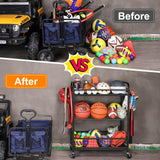 EXTCCT Ball Storage Sports Equipment Organizer - Garage Storage Cart Rolling Ball Storage Rack with Hooks Wheels Outdoor Indoor Gym Gear Toy Holder Bin for Basketball, Baseball, Soccer EXTCCT