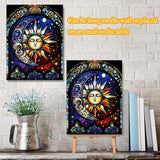 Paint by Numbers Kit for Adults,Stained Glass Paint by Numbers Kit for Beginner Sun Moon Paint by Numbers Kits for Home Table and Gift for Wall Decor 12x16 inch Framed and Easel Meothan
