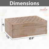 Scallop Wooden Box (Extra Large) - Light Burnt Over Grey Decorative Box w/ Felt Pads Underneath & Wooden Carving - Unique Handmade Mangowood Keepsake Storage Box for Jewelry - 10.5 x 7.5 x 4" Mela Artisans