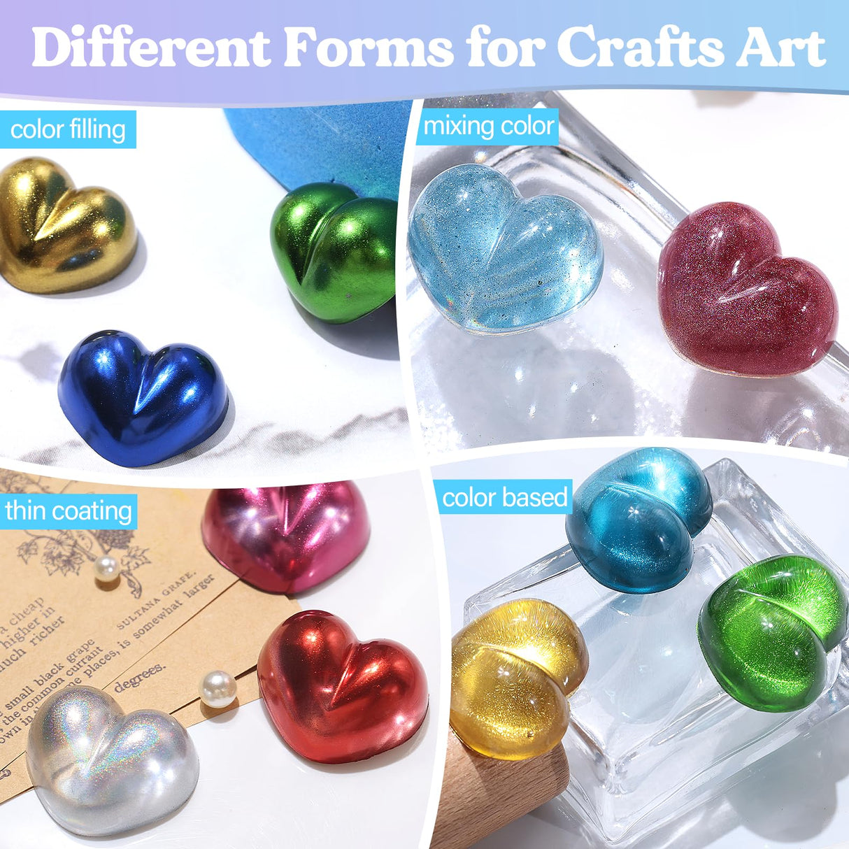 LET'S RESIN Chrome Powder,10 Colors Metallic Mirror Effect Chrome Powder for Nail, Holographic Pigment for Epoxy Resin, Slime, Crafting, Tumbler, Oil Painting LET'S RESIN