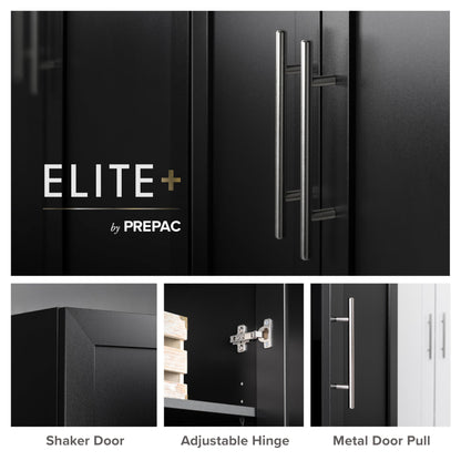 Prepac Elite Storage Accent Cabinet with Panel Doors, Black Storage Cabinet, Bathroom Cabinet, Pantry Cabinet with 3 Shelves 16.5" D x 32" W x 65" H, BSCR-1001-1