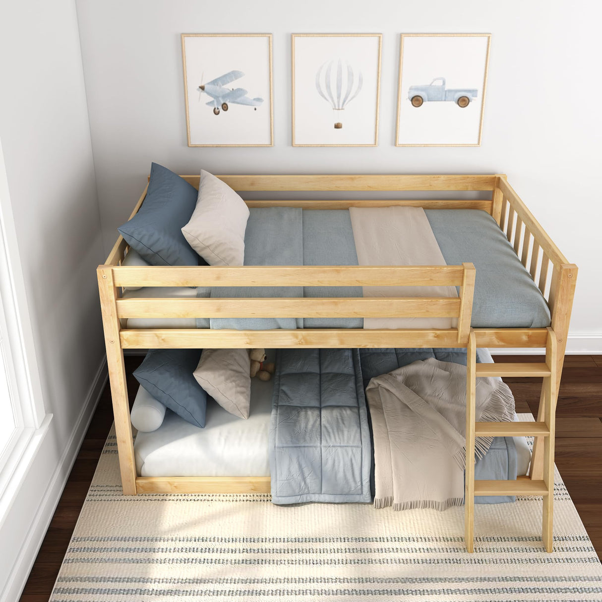 Max & Lily Fundamental Twin Low Bunk Bed - Solid Wood Kids Bed Frame with High Safety Features Max & Lily