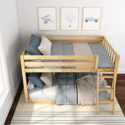 Max & Lily Fundamental Twin Low Bunk Bed - Solid Wood Kids Bed Frame with High Safety Features - WoodArtSupply