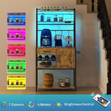 HOMCOM Industrial Baker's Rack with LED Lighting, Power Outlets, and Wine Storage HOMCOM