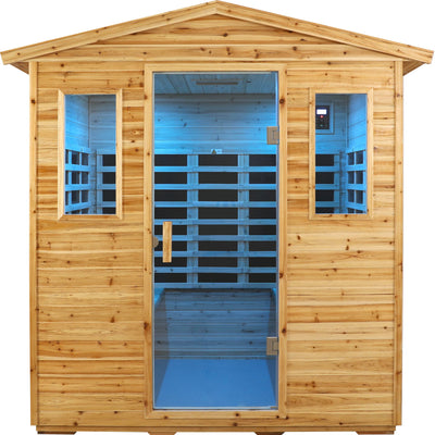 LTCCDSS Plus Size 4 Person Full Spectrum Infrared Sauna | Near&Mid Infrared Light, Withstand Temp -5℉-104℉, Outdoor Far Infrared Sauna Room for Home-Canadian Hemlock-Chromotherapy-Bluetooth Speaker