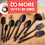DI ORO Silicone Spatula Set - Rubber Kitchen Spatulas for Baking, Cooking, & Mixing - 600°F Heat-Resistant & BPA Free Silicone Scraper Spatulas for Nonstick Cookware - Dishwasher Safe (3pc, Black) di Oro Living