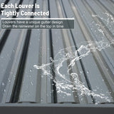 SHPAI 10’ x 16’ Louvered Pergola, Outdoor Pergola Aluminum Frame with Adjustable Rainproof Metal Roof, Permanent Sun Shade with Drainage System for Backyard, Garden and Lawn (Grey) SHPAI