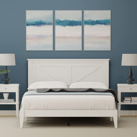 Farmhouse Solid Wood Queen Platform Bed in Gloss White by Glenwillow Home Glenwillow Home