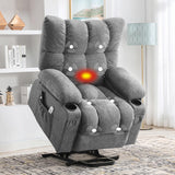 KWKSV Power Lift Recliner Chair for Elderly with Vibration Massage and Lumbar Heating Electric Recliner Sofa with Cup Holders and USB Charge Port for Living Room Comfort KWKSV