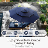 Sophia & William Metal Outdoor Patio Dining Set 6 PCS with 10ft 3 Tier Auto-tilt Umbrella(Navy Blue), 4 x Metal Outdoor Chairs, 1 x Square 37"x 37" Dining Table and 1 Patio Umbrella Sophia & William