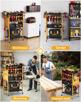 FHXZH Power Tool Organizer with Wheels - Garage Power Tools Storage Cart, Large Rolling Drill Holder Cordless Battery Storage, Heavy Duty Floor Standing Utility Rack Gift for Men, Husband, Father FHXZH