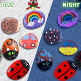 Hiawbon Rock Painting Kit, Glow in The Dark Rock Kit, Rock Arts and Crafts Kit for DIY, Rock Craft Kit with Paint Supplies, 12 Rocks Craft Kits Art Supplies for Outdoor Activities Hiawbon
