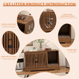 Cat Litter Box Enclosure Furniture, Hidden Litter Box Cabinet with Scratch Pad, Modern Wooden Cat House Washroom End Table for Living Room (Walnut) Athuiline