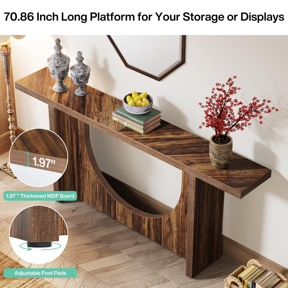Tribesigns 70.9 Inch Farmhouse Console Table, Vintage Entryway Foyer Table, Wooden Hallway Accent Table, Extra Long Sofa Wall Tables for Living Room, Entrance Tribesigns