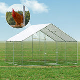 Large Metal Chicken Coop Heavy Duty Chicken Pens Outdoor with Top Walk in Poultry Cage Chicken Run Dog Kennel with Water Resident and Anti-UV Cover for Yard with Cover Duck Rabbit Cage wonline