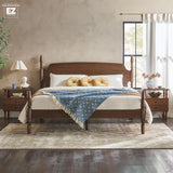 Walker Edison EZ Assembly Traditional Wood Spindle Post Bed, No Box Spring Bed Frame, Modern Farmhouse Bed, King Size, Dark Brown Walker Edison