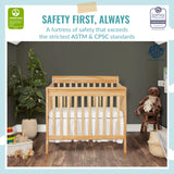 Dream On Me Aden 4-in-1 Convertible Mini Crib In Natural, Greenguard Gold Certified, Non-Toxic Finish, New Zealand Pinewood, With 3 Mattress Height Dream On Me