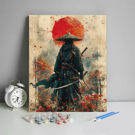 HULDFRDA Adult Paint by Number Kits On Canvas Japanese Samurai Adults' Paint-by-Number Kits Japanese Style Painting for Adults Color by Number DIY Paint by Numbers with Paints and Brushes,16x20 Inch HULDFRDA