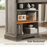 RALGEND 55'' Farmhouse Executive Desk with Drawers, Home Office Desk with File Cabinet and Storage Shelf, Charging Station, Computer Desk with Monitor Stand, Writing Gaming Desk, Greige RALGEND