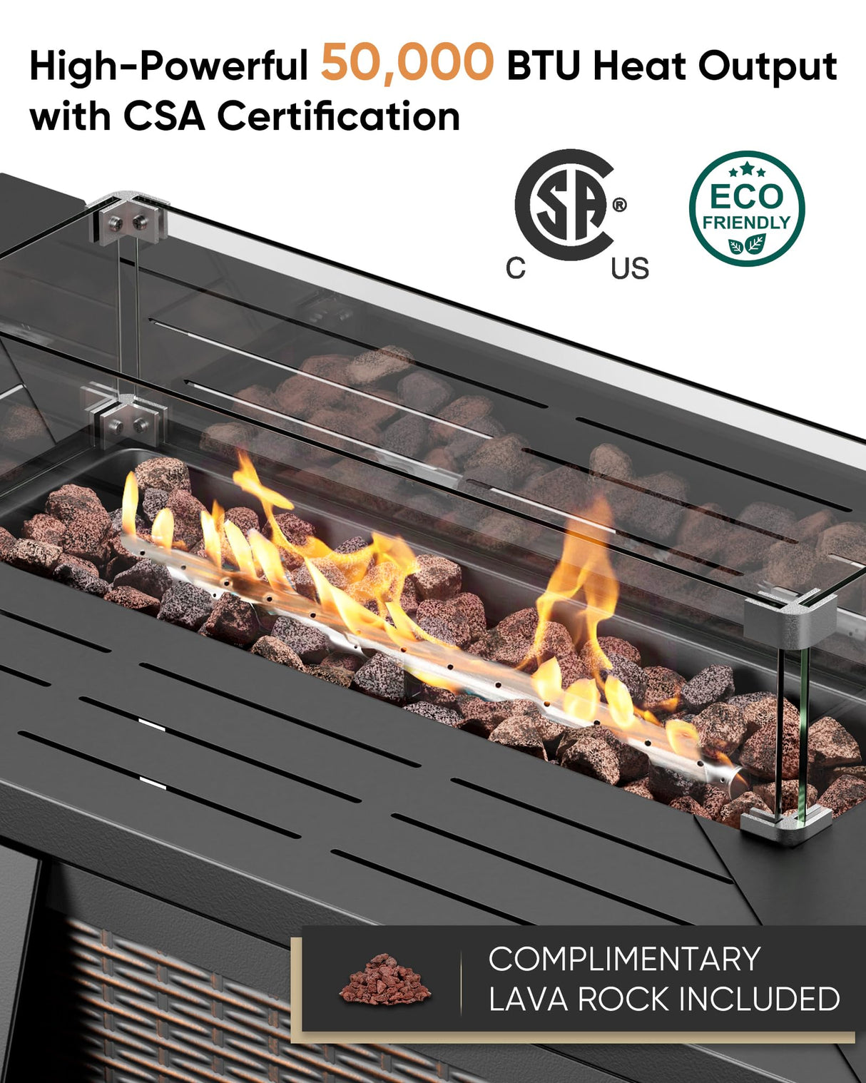 HUMMUH 5-Piece Patio Furniture Set with Fire Pit,Wicker Outdoor Swivel Rocker Chairs Patio Sofa for Backyard,Poolside,Deck HUMMUH