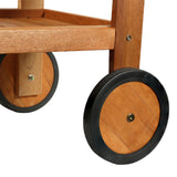 Sunnydaze Indoor/Outdoor Wood Bar Cart with Wheels - Malaysian Hardwood with Teak Oil Finish - 27.5" Wide x 35.5" High Sunnydaze