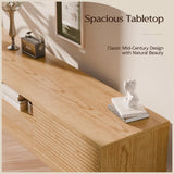 TOLEAD 70" TV Console, Mid Century Modern Media Console for 55/65/75 Inch TV, Low Profile TV Stand with Fluted Sliding Doors, Boho Light Wood Credenza for Living Room, Oak TOLEAD