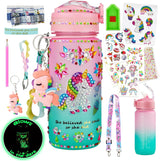 Glow in The Dark Decorate Your Own Water Bottle Kit,Unicorn Toy Gift for 4-6-8-10-12 Year Old Girl,Craft Toy for Age 3 4 5 6 7 8 9 10 Girl,Kid Teen Water Bottle Sticker for School Christmas Birthday Bemetu