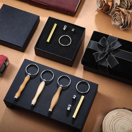 XunYee 12 Pcs WoodTurning Keychain Kit Woodturning Project Kit Wood Turning accessories Mandrel Woodturning keychain for Carpentry woodworker gift (Sliver) XunYee