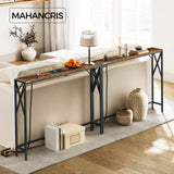 MAHANCRIS 2 Pack Narrow Sofa Table with Charging Station, 39.4" L x 5.9" W x 29" H, Skinny Console Table, Long Entryway Table, Hallway Table, Couch Table with Power Outlets, Rustic Brown CTHR151E01S2 MAHANCRIS
