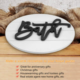 Modern Rustic 3D Bath Sign,Wooden, Handcrafted, Shiplap Farmhouse Bathroom Round Sign for Wall Hanging Décor for Home (White) Biewoos