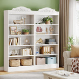 Tribesigns Set of 2 73 Inch Tall 5 Tier White Bookshelves, Modern 5-Shelf White Library Bookcase with Shelves, Freestanding Etagere Shelving Unit for Living Room/Home (2) Tribesigns