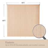 VICLLAX Outdoor Roller Shade, Patio Blinds Roll Up Shade (8' W X 8' L), Wheat VICLLAX